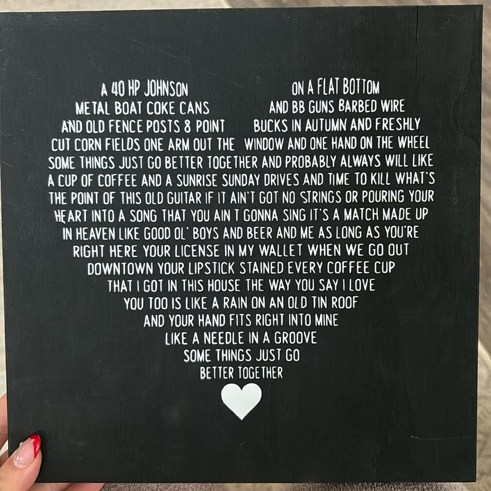 Luke Combs Song Lyrics wall decor